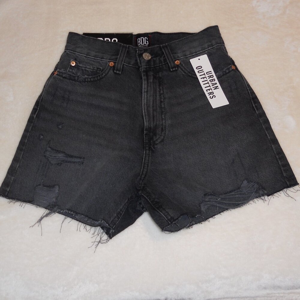NWT Urban Outfitters BDG Black A-line Shorts 24 Distressed
